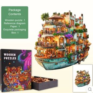 Voyage Garden Wooden Jigsaw Puzzle Colorful 3D Puzzle Mediterranean Villa 260